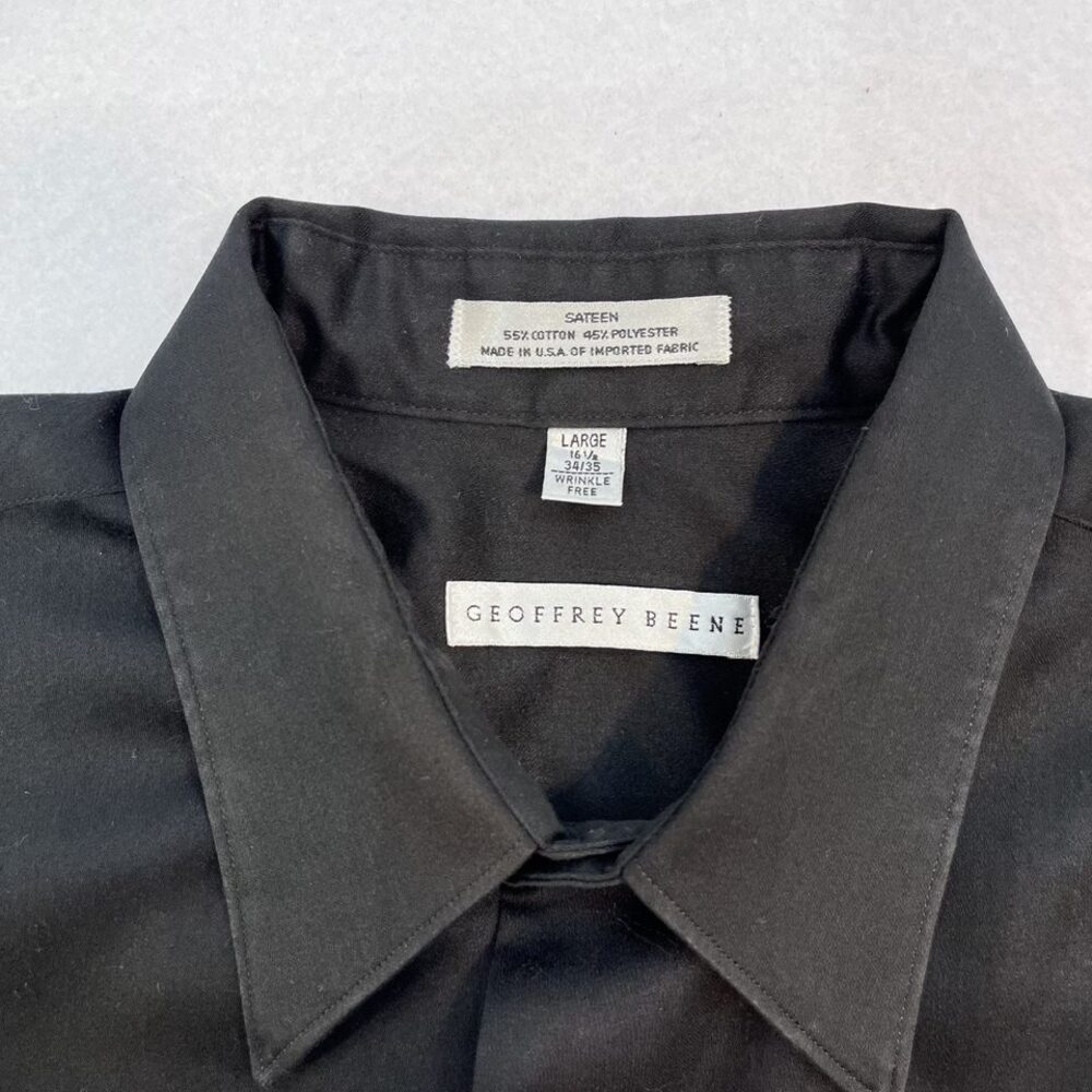 Geoffrey Beene sateen long sleeve dress shirt black mens sz Lg, 16-1/2, 34/35 - Picture 4 of 7